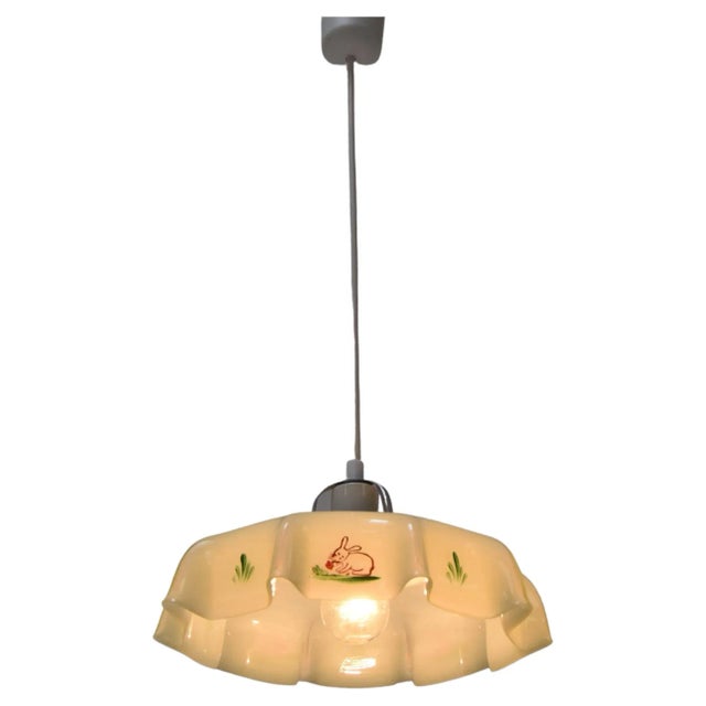 Metal Mid-Century Glass Pendant, 1950s For Sale - Image 7 of 13