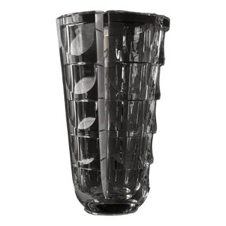 Geometric Cut Crystal Vase by Simon Gate for Orrefors, 1960s For Sale