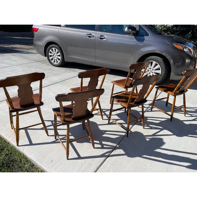 American Early American Fiddle Back Chairs- Set of 6 For Sale - Image 3 of 10
