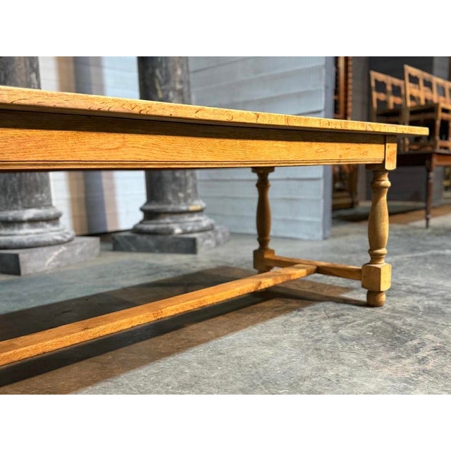 Large Bleached Oak Farmhouse Dining Table, 1920s For Sale - Image 6 of 18