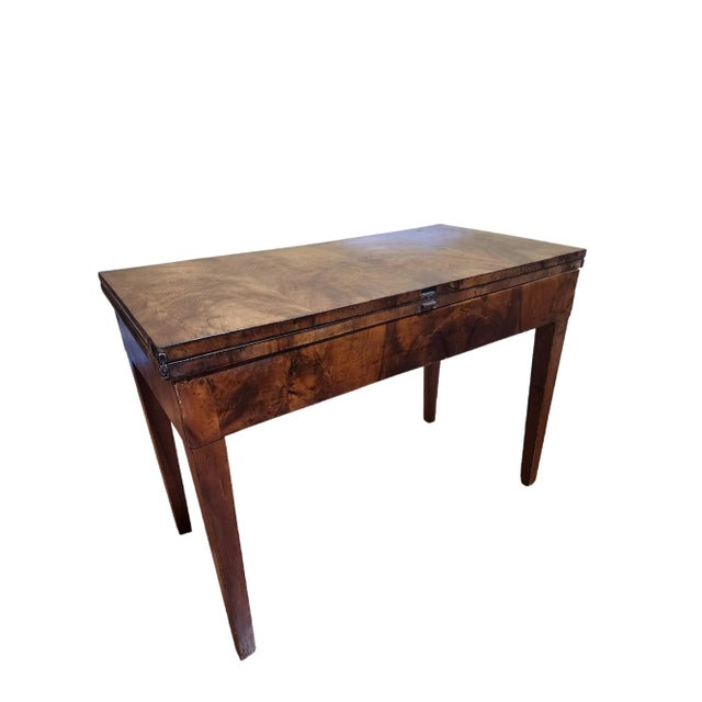 19th Century Biedermeier Walnut Flip Top Tea Table For Sale - Image 9 of 10