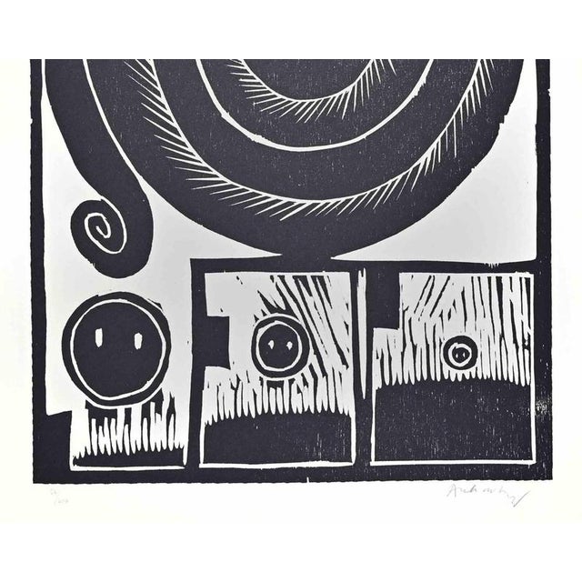 Woodcut print realized in 1970. Hand signed and numbered in pencil. Edition of 300. Excellent condition. This piece is...