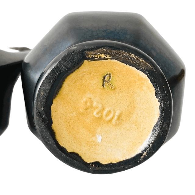 Art Nouveau Vases in Matte Black and Green Ceramic from Vesuve Pottery, Thulin, Belgium, 1910s, Set of 2 For Sale - Image 9 of 11