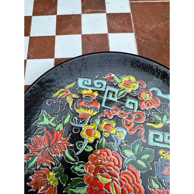 Asian 1970s Greek Key Asian Ceramic Decorative Plate For Sale - Image 3 of 8