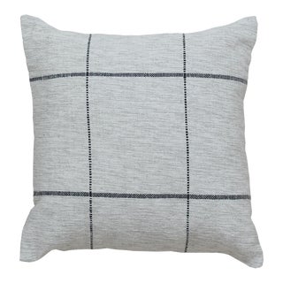Contemporary Wool and Cotton Pillow in Gray and Beige With Geometric Parttern For Sale