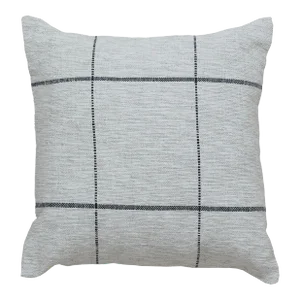 Contemporary Wool and Cotton Pillow in Gray and Beige With Geometric Parttern