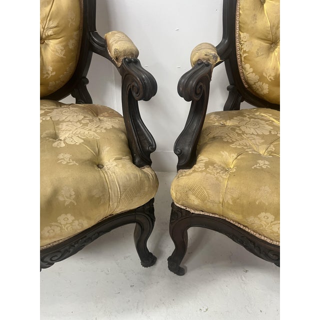 20th Century Napoleon III Louis XV Armchairs in Pearwood, Set of 2 For Sale - Image 11 of 15
