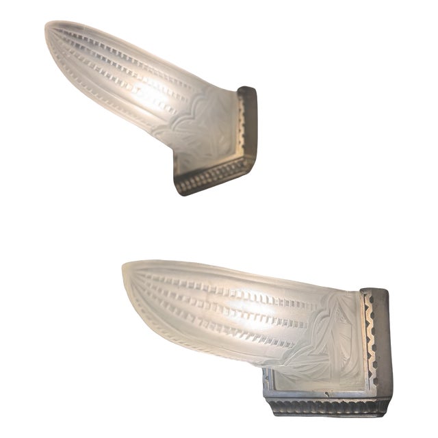 Art Deco Pirogues Wall Lights from Val Saint Lambert, 1930, Set of 2 For Sale