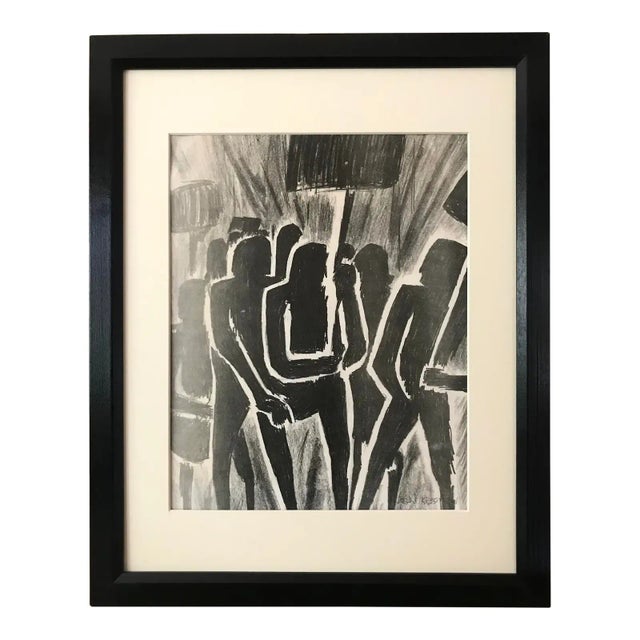 Vintage Expressionist Figurative Abstract Lithograph Protesters by Jacki Kresman For Sale In New York - Image 6 of 6