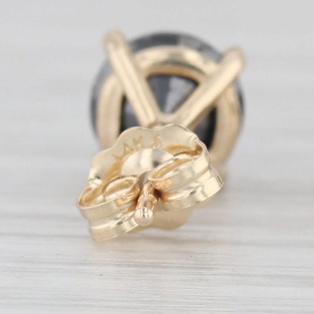 2020s New 2.25ctw Black Diamond Stud Earrings 14k Yellow Gold Round Solitaires - 2 Pieces For Sale - Image 5 of 6