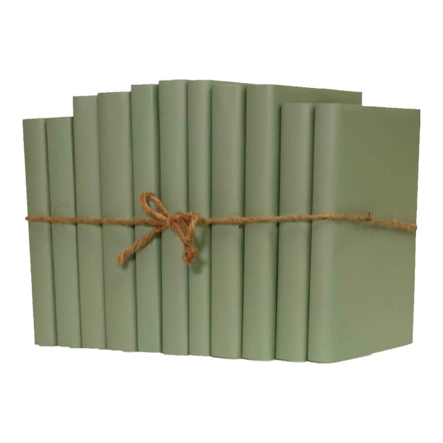 Decorative Books - Spanish Moss Paper Wrapped Book Bundle - 1 Foot of Green Books For Sale