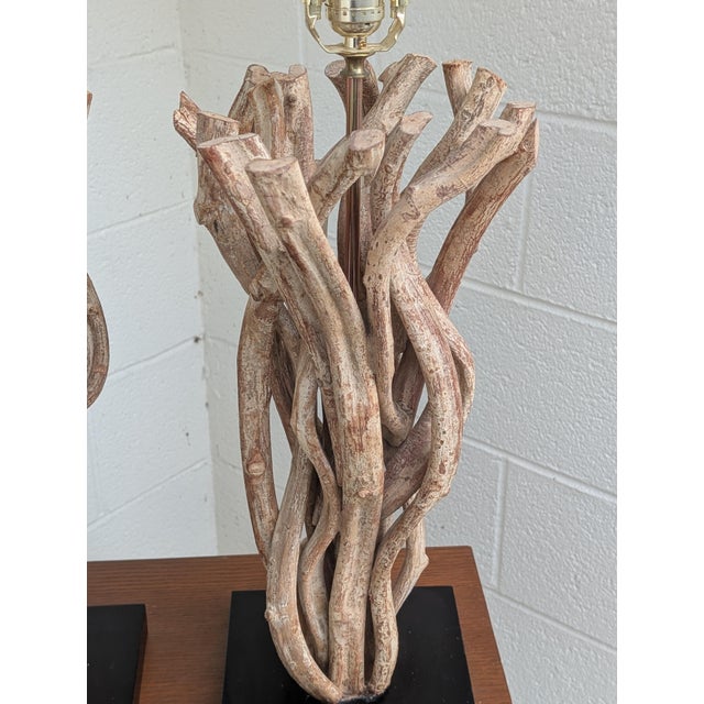 Mid-Century Modern Vintage Driftwood Table Lamps - A Pair For Sale - Image 3 of 10