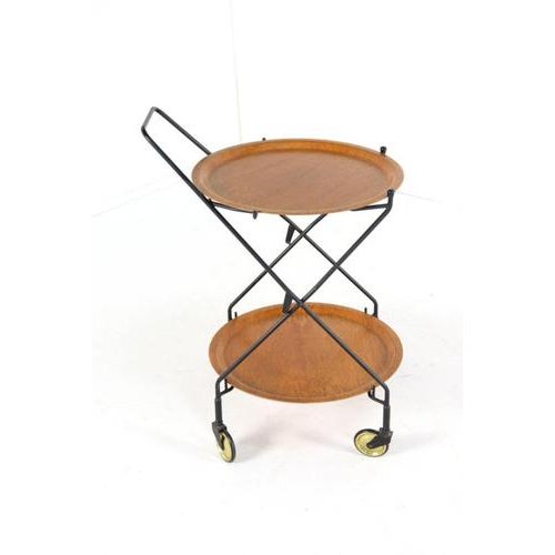 Black Trolley with Loose Round Trays in the style of Jie Giantofte, 1970s For Sale - Image 8 of 13