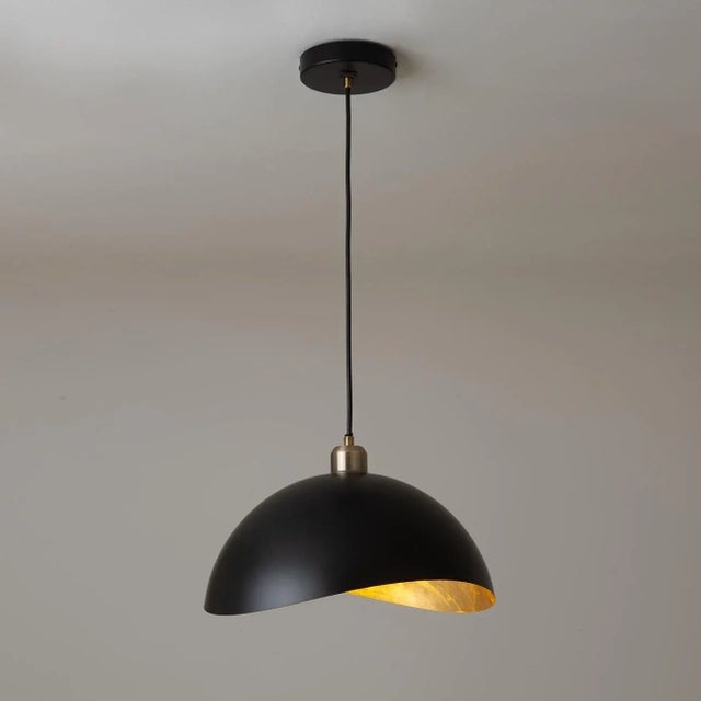 Black Luna Bella Pendant Light Small - Matte Black, Weathered Brass For Sale - Image 8 of 10