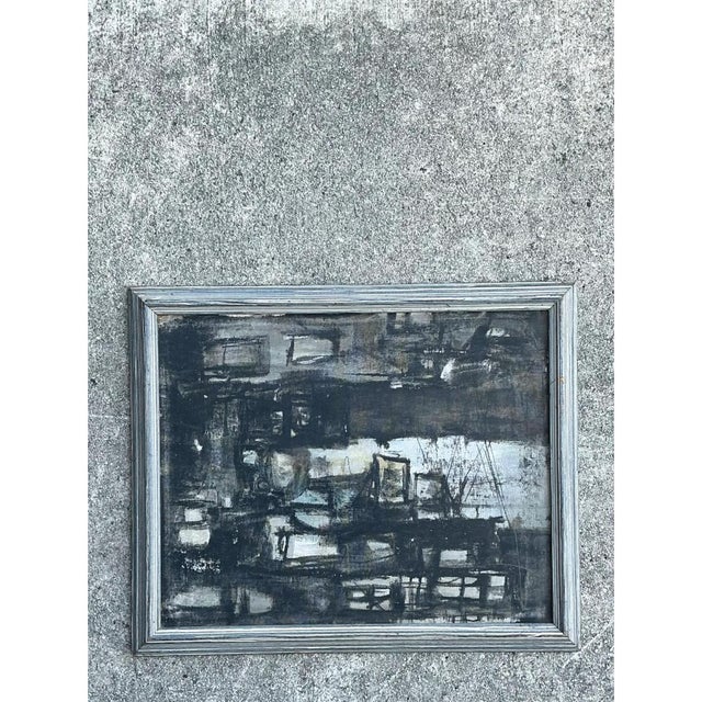 Wood Vintage Framed Abstract Painting For Sale - Image 7 of 12