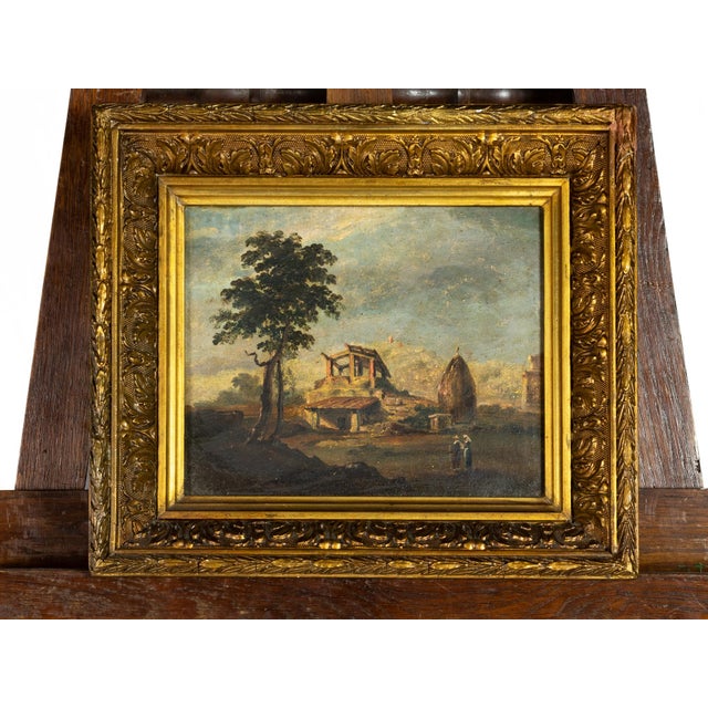 Romantic Landscape with Via Appia Pilgrims, 19th Century, Oil on Board, Framed For Sale - Image 3 of 5