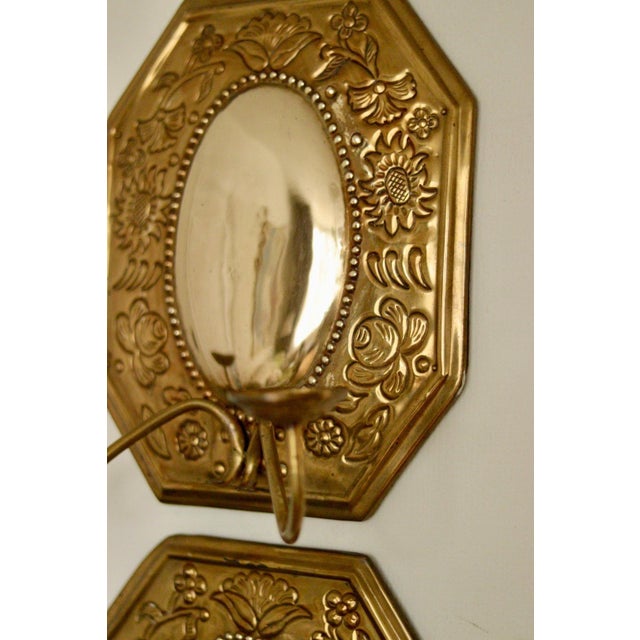 Mid-Century Swedish Octagonal Brass Double Arm Sconces, Set of 2 For Sale - Image 13 of 18