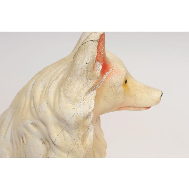 Vintage Painted Chalkware Carnival Chalk Collie Dog Sculpture / Figurine For Sale - Image 11 of 18