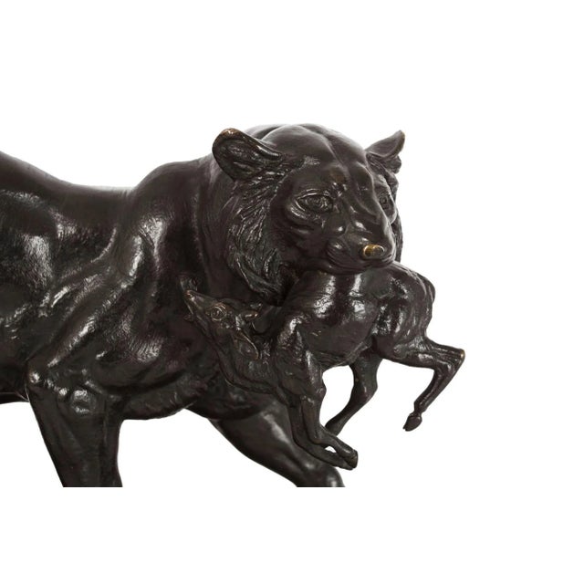 French Antique Bronze Sculpture of Tiger Carrying Gazelle by Paul-Édouard Delabrierre For Sale - Image 6 of 12