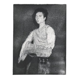 Etching of a Musician With a Guitar For Sale