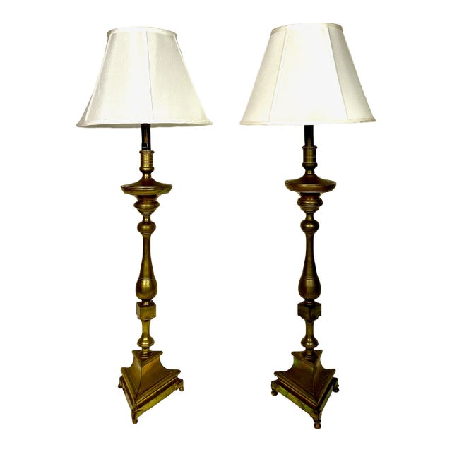 Pair 18th Century Bronze Altar Sticks as Floor Lamps For Sale