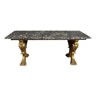 Antique Italian Giltwood Marble Top Carved Coffee Table For Sale