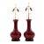 Chinese Pair of Mid-Century Oxblood Sang De Boeuf Chinese Porcelain Vase Lamps With Brass Double Sockets, Circa 1950s For Sale - Image 3 of 8