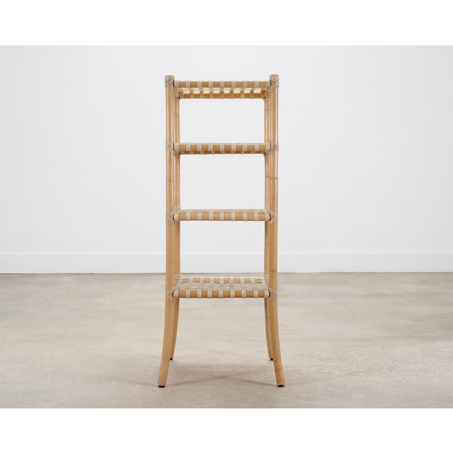 Contemporary McGuire Antalya Leather Four-Tier Rattan Étagère Plant Stand For Sale - Image 3 of 18