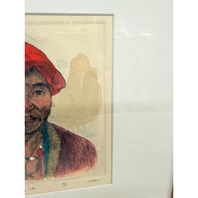 Artist Proof Artwork "Tibetan Man", Signed + Framed For Sale - Image 11 of 12