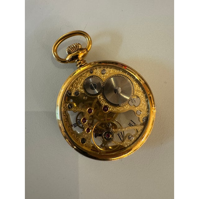 Berney Blondeau Gold Plated Skeleton Pocket Watch With Display Chairish