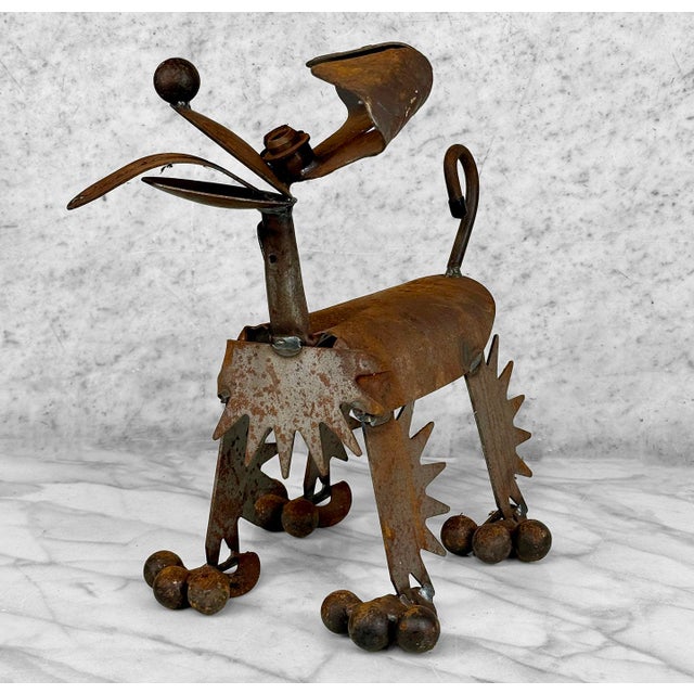 Vintage Steampunk Salvaged Metal Art Dog Sculpture - 13" For Sale - Image 4 of 10