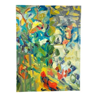 Contemporary Expressive and Vibrant Oil Painting on Canvas of Chicago Neighborhood by Tiffany Stronsky For Sale