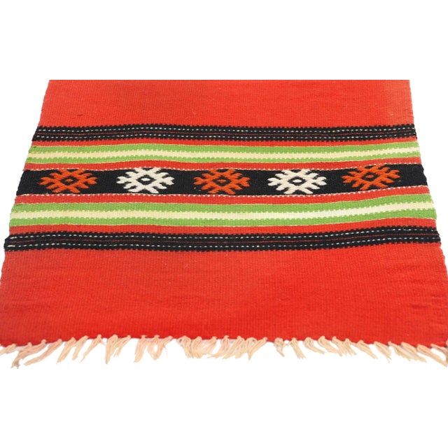 Vintage Red Cretan Greek Kilim Rug - 01'06 X 03'11 For Sale - Image 4 of 10