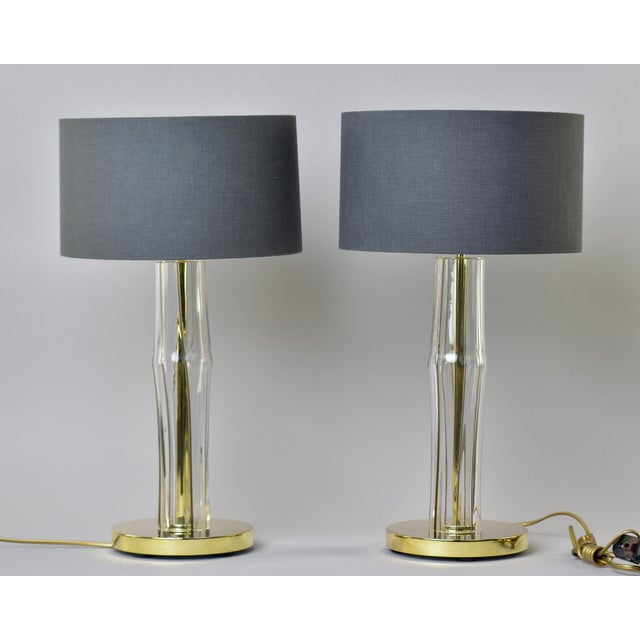 Brass New Clear Glass Italian Lamps With Brass Fittings - Pair For Sale - Image 8 of 13