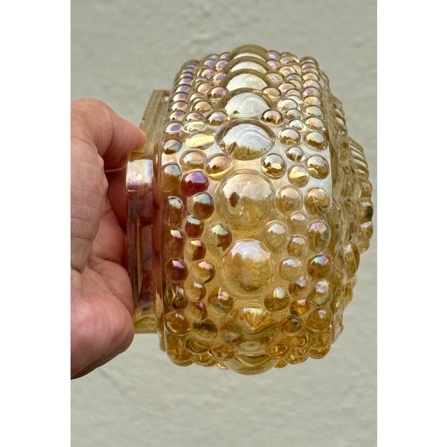 Glass Vintage Glass Wall Sconces, German, Midcentury Iridescent Golden Bubble - A Pair Ready to Hang For Sale - Image 7 of 9