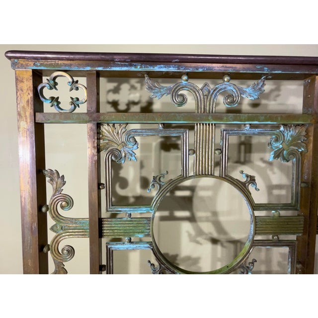 Exquisite Antique Bronze & Brass Fireplace Screen - A Statement Beauty For Sale - Image 10 of 12