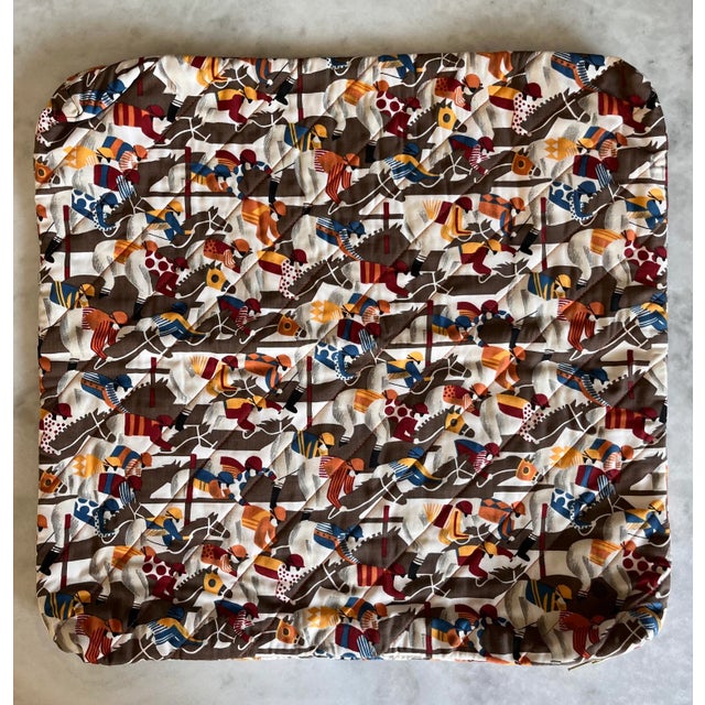 Pillow cover made with thick vintage dead stock fabric and with exposed chunky zipper closer. Classic horse and jockey...