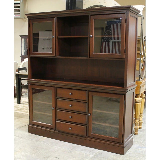 Pottery Barn Pottery Barn China Cabinet - Dark Finish, 2 Pieces For Sale - Image 4 of 7