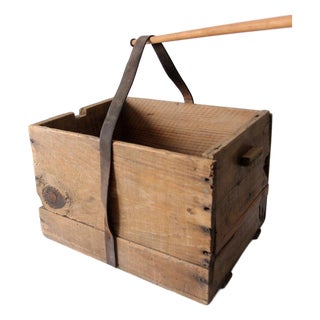 Antique Philadelphia Wood Crate With Leather Handle For Sale