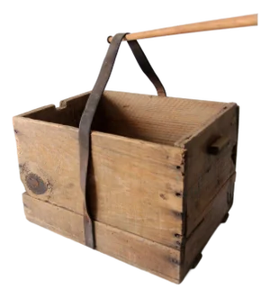 Antique Philadelphia Wood Crate With Leather Handle