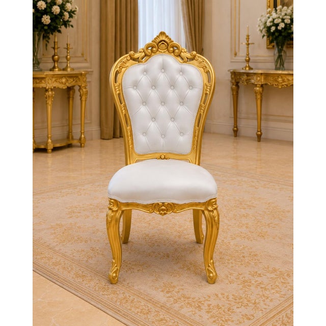 Late20C Italian Baroque Gold Beech Dining Chairs-Set of 4 Pc For Sale - Image 9 of 10