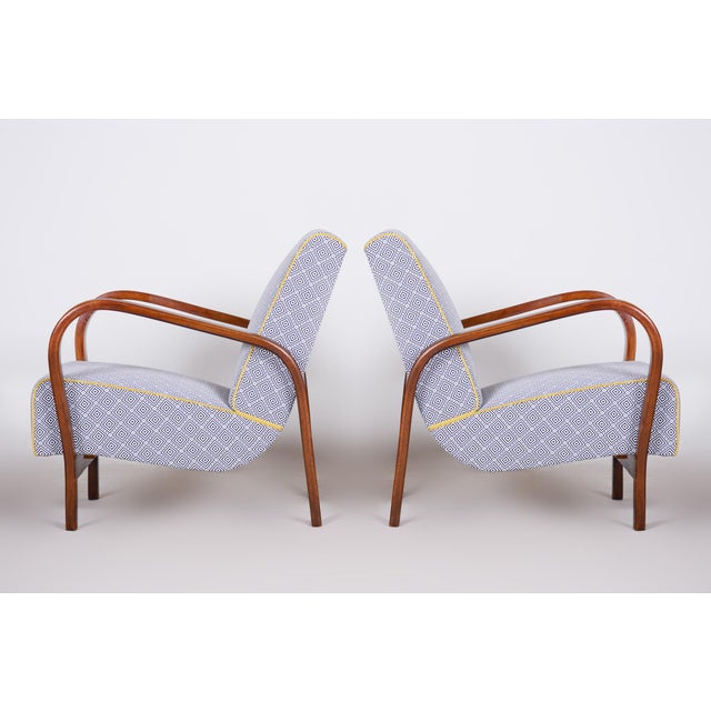 Set of Art Deco Beech Armchairs attributed to Kozelka and Kropáček for Hala, 1930s For Sale - Image 3 of 15