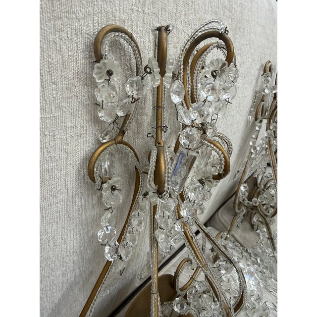 Rococo 1980s Rocco Czech Bohemian Gilt Metal & Crystal Chandeliers - Pair For Sale - Image 3 of 5