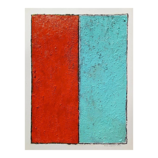Fashion Inspired 'Blue and Orange' (2) Highly Textured Abstract Oil Painting For Sale