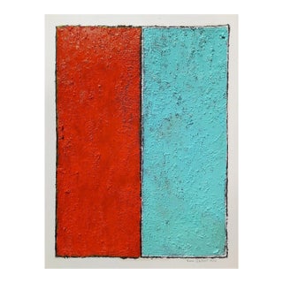 Fashion Inspired 'Blue and Orange' (2) Highly Textured Abstract Oil Painting | Color Field | Marc Rothko For Sale