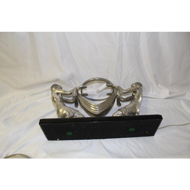 Art Deco Lady Lamp Silvered Bronze Alabaster Shade For Sale - Image 4 of 18