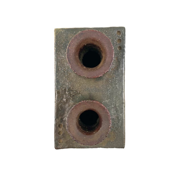 Dark Green Brutalist Ceramic Vase, Italy 1980s For Sale - Image 9 of 12