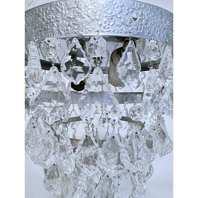 Silver Mid 20th Century Italian Silver Upside Down Layered Cake Chandelier For Sale - Image 8 of 8
