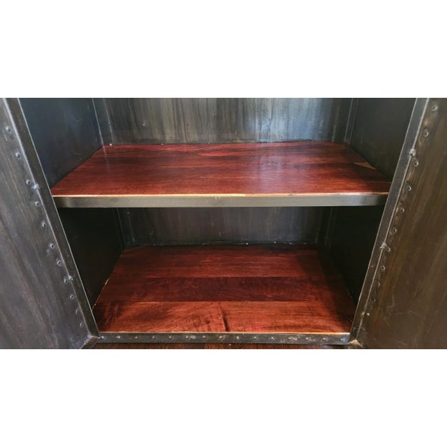 Late 20th Century Industrial Riveted Metal Sideboard Cabinet With Rounded Corners For Sale - Image 14 of 18