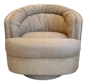 1980's Ruched Back Swivel Barrel Chair